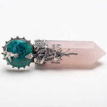 Load image into Gallery viewer, Peruvian Silver, Chrysocolla and Rose Quartz Necklace - Four Sacred Totems