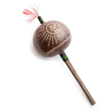 Load image into Gallery viewer, Peruvian Amazon Gourd Rattle - Moon/Sun with Rays