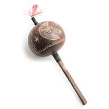 Load image into Gallery viewer, Peruvian Amazon Gourd Rattle - Moon/Sun with Rays