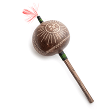 Load image into Gallery viewer, Peruvian Amazon Gourd Rattle - Moon/Sun with Rays
