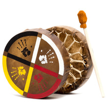 Load image into Gallery viewer, Medicine Wheel Healing-Hands Buffalo Hide Hand Drum
